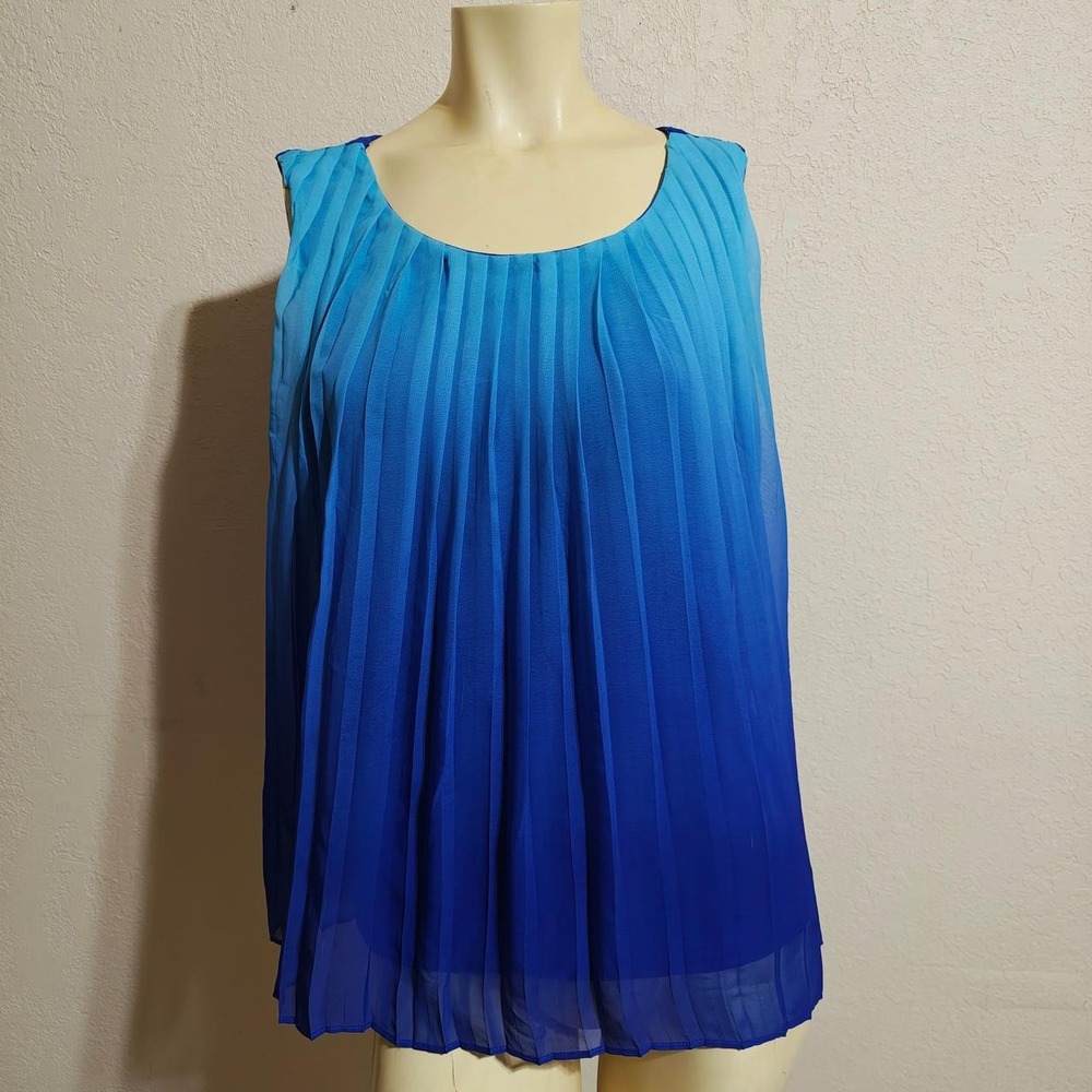Cato Blue Ombre Pleated Chiffon Sleeveless Blouse Summer Fairycore Top Size M